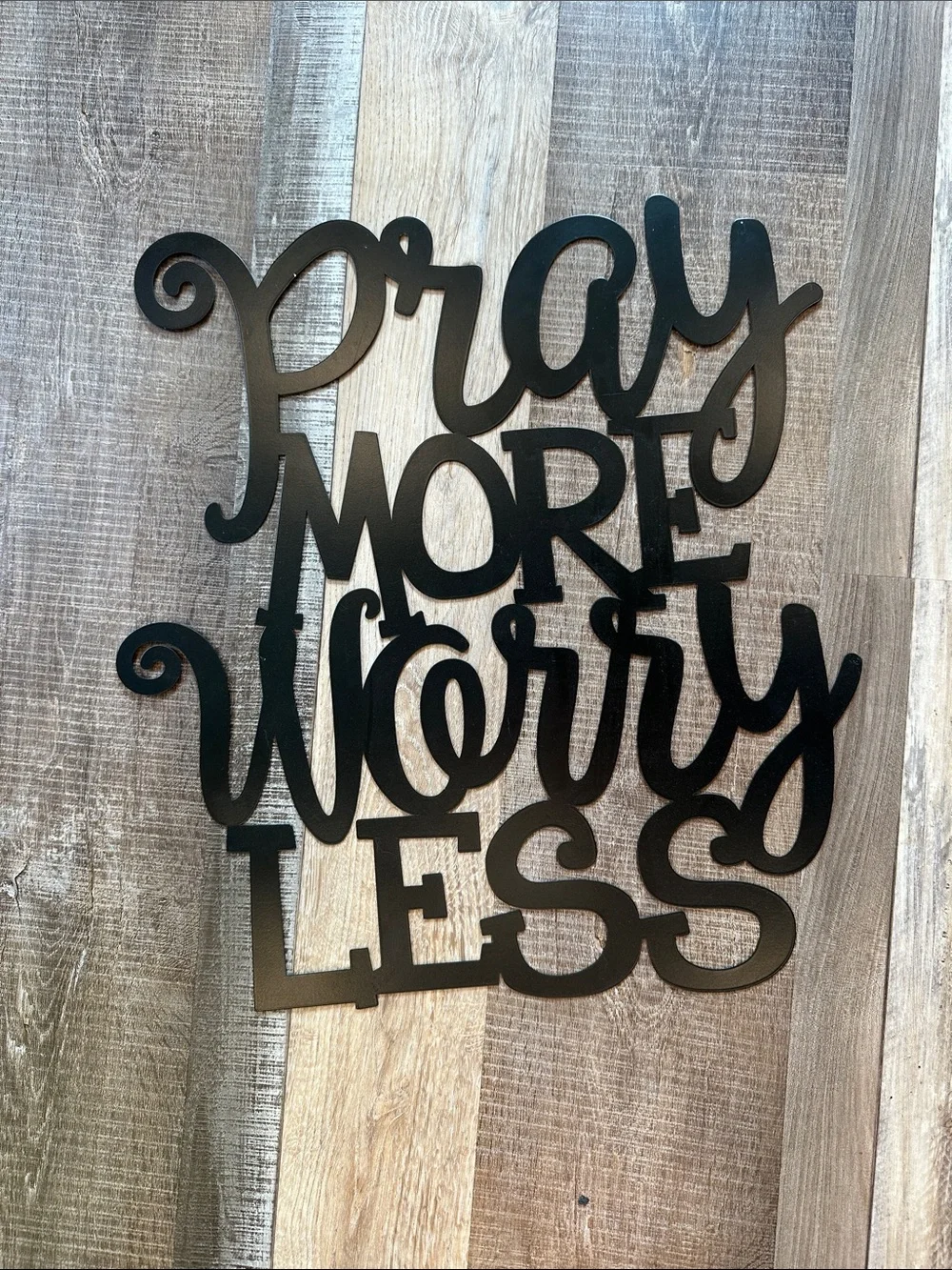 Pray More Worry Less Wall Decor - Black